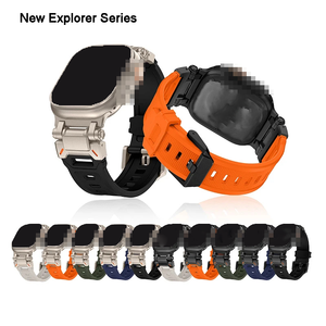 เกราะทนทานออกแบบยางซิลิโคนกีฬาสําหรับ iWatch 9 8 <span class=keywords><strong>7</strong></span> SE 6 5 ฝาครอบโลหะสําหรับ <span class=keywords><strong>Apple</strong></span> <span class=keywords><strong>Watch</strong></span> Band - Product Image 5