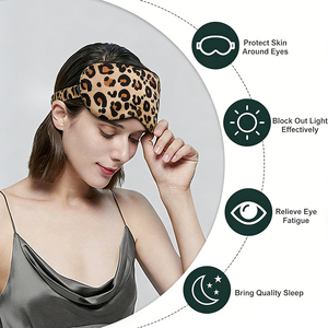 Échantillon Gratuit Masque de <span class=keywords><strong>Sommeil</strong></span> Ajustable à Imprimé Léopard avec Bande Élastique en Soie Satinée pour Bloquer la Lumière - Product Image 3