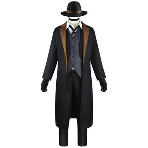 Costume de cosplay Yosano Akiko de Bungo Stray Dogs pour hommes, tenue d'Halloween pour jeu de rôle anime, ensemble manteau long, gilet et chapeau en polyester - Product Image 3