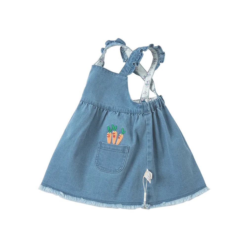春の新しい子供たち赤ちゃん漫画パターン刺Embroideredドレスファッション女の子デニムサスペンダースカート