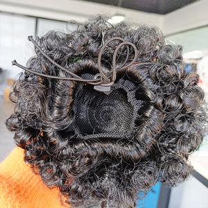 Fujia deux pièces en un paquet marley cheveux crépus chignons <span class=keywords><strong>afro</strong></span> bouffée avec élastique et pinces à fleurs pour fille enfants - Product Image 4