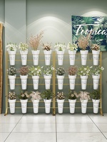 Présentoir à fleurs multicouche en fer forgé avec étagère réfrigérée et seau pour magasins et stands