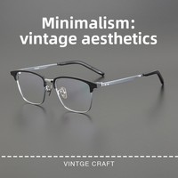 Kacamata Pria Dewasa Gaya Jepang Masaki Matsushima T Titanium Murni + AC Bingkai Persegi Penuh Pola Bunga Tanaman Vintage