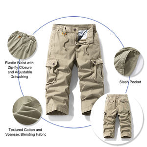 Drop Shipping Men's 3/4 Long Cargo <strong>Shorts</strong> Loose Fit Below <strong>Knee</strong> <strong>Shorts</strong> Cargo Baggy Pour Homme <strong>Women</strong> Fabric Side Pocket <strong>Shorts</strong> - Product Image 2