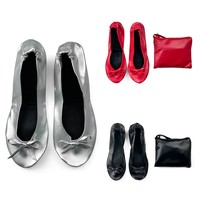 Chaussons pliables personnalisés avec logo couleur pour femmes, en PU, pour voyage, cadeaux de mariage, pantoufles de danse italiennes portables pour invités
