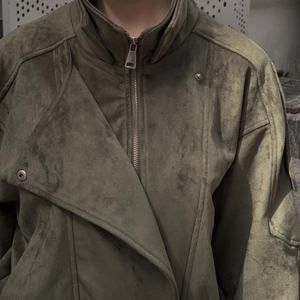 Chaqueta Verde de Gamuza de Alta Calidad, Chaqueta Corta Holgada Estilo Biker, Chaqueta Casual a Prueba de Viento - Product Image 4