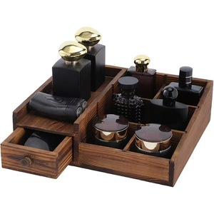 Wooden Perfume <b>Storage</b> Box Rectangle Open Top <b>With</b> Compartments Drawer Organizer For Bathroom <b>Dressing</b> <b>Table</b> - Product Image 1