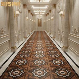 <span class=keywords><strong>Parquet</strong></span> de luxe de qualité palais pour grandes villas : <span class=keywords><strong>Parquet</strong></span> en noyer artisanal avec incrustation octogonale en marbre noir et blanc - Product Image 5