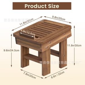 Wooden Footstool For <b>Bathroom</b> Shower Multi Purpose Leg Support <b>Stool</b> With Drainage Design - Product Image 4
