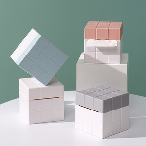 Rubiks Cube Tissue Box White Gray 3x3 Multipurpose Office Desk Storage Convenient - Product Image 3