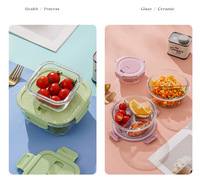 Boîte à lunch en verre hermétique, anti-fuite, sans BPA, de qualité alimentaire, pour la préparation des repas au bureau, à l'école, en pique-nique, pour le stockage des aliments
