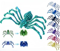 Decoración de Araña de Halloween Impresa en 3D con Patas Retráctiles, Figura de Araña con Articulaciones Móviles que Brillan en la Oscuridad, Adorno de Escritorio