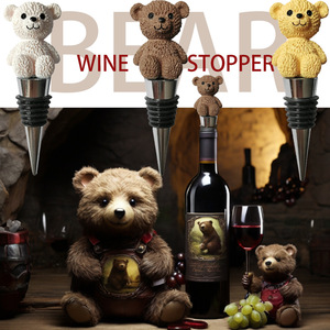 Cartoon Bear <b>Wine</b> Bottle Stoppers Metal Sealing Stopper For Birthday Wedding Bar Use WEJS 059 - Product Image 4
