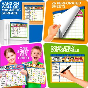 Pegatina Magnética Personalizada para Motivar la Responsabilidad y las Buenas Costumbres, Recompensa por Comportamiento, 26 Tablas <span class=keywords><strong>de</strong></span> Tareas, Libro para Niños Pequeños (Papel) - Product Image 2