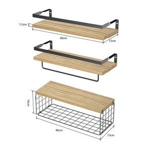 Étagère murale de salle de bain avec barre porte-serviettes et support de rangement pour articles de toilette, 60x70cm, type mural, durable, rectangulaire - Product Image 5