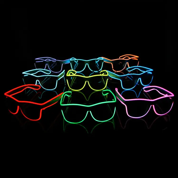 Светодиодные неоновые очки для вечеринки, светящиеся очки с электропроводом, светящиеся очки, новинка, подарок, светящиеся солнцезащитные очки, яркий свет, поставки