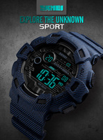 Reloj Deportivo Digital de Moda para Hombre con Cronógrafo, Cronómetro, Esfera de 51 mm, Resistente al Agua 5 BAR, Caja de Plástico, Correa de Cuero PU