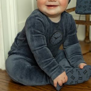 Baju kodok bordir bayi baru lahir, Jumpsuit warna polos leher O dengan topi, Set baju terusan bayi baru lahir musim semi musim gugur - Product Image 4