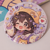 Badge en métal rond personnalisé imprimé avec des dessins animés et des anime, surface pailletée, pour les cadeaux de fête et les articles promotionnels