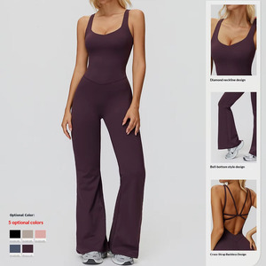 Nuovo Completo Yoga Senza Cuciture Traspirante in Spandex/Poliestere con Schiena Incrociata e Gamba Leggermente Larga per Corsa e <span class=keywords><strong>Sport</strong></span> - Product Image 1