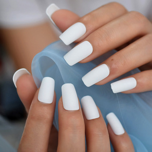 Prensa en fabricantes de <span class=keywords><strong>uñas</strong></span> Long Matte Fake White Matt Color sólido Puntas de <span class=keywords><strong>uñas</strong></span> Square Art Press en <span class=keywords><strong>uñas</strong></span> 24 - Product Image 3