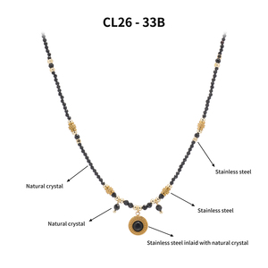 Set di Gioielli Vintage in <span class=keywords><strong>Oro</strong></span> 18K con Pietre Naturali <span class=keywords><strong>e</strong></span> Cristalli, Collana con Perline in Acciaio Inossidabile, Gioielli Curativi per Donne - Product Image 6