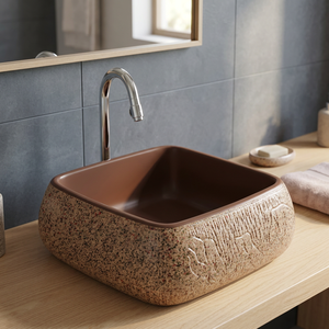 Lavabo con patrón de mármol de diseño moderno, lavabo de cerámica Rectangular para baño, encimera de mesa de Hospital - Product Image 1