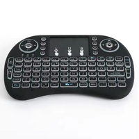 3 Warna Backlit I8 2.4G Air Mouse Super Mini Keyboard Nirkabel Touchpad Pegangan Kode Tetap 4 Tombol Silikon