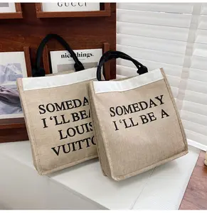 Gift Custom Logo Eco Herbruikbare Draagtassen Vrouwen Strand Hand Tote Gelamineerd Kruidenier Promotionele Winkelen Handtassen Jute Zak