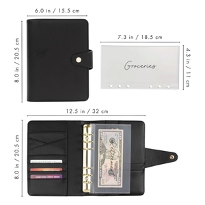 Custom Personalised A6 Pebble Leather Gold Ring <strong>Binder</strong> Cover <strong>Cash</strong> <strong>Stuffing</strong> Money Saving Budget <strong>Binder</strong> with <strong>Cash</strong> Envelopes - Product Image 3