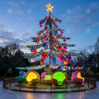 Manège Arbre de Noël pour Parc d'Attractions Familial, 32 Sièges Rotatifs, Lumières Festives, Effets Sonores, Contrôle de Sécurité, Amusement des Fêtes