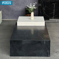 Table basse en marbre noir et blanc de luxe de style royal naturel moderne cube pour salon villa hôtel meubles de maison