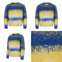 Herren ODM Pullover Rundhals-Sweater Oversize-Passform Gestreiftes Muster Atmungsaktiv Warm Mohair-Strick Rückenlogo Winter Streetstyle