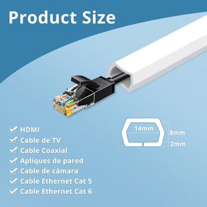 Canal de <span class=keywords><strong>Cables</strong></span> Flexible de Plástico de 2 Metros, 15 mm x 10 mm, Canal para <span class=keywords><strong>Cables</strong></span> con Adhesivo para Pared, Sistema de <span class=keywords><strong>TV</strong></span> Pequeño, <span class=keywords><strong>Cables</strong></span> para Pared y Suelo, Blanco - Product Image 2