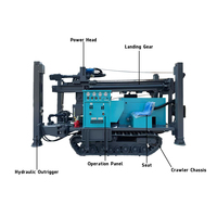 Foreuse rotative sur chenilles à double usage, alimentée au diesel, avec moteur Quanchai, profondeur de forage maximale de 260 m, eau et air compris