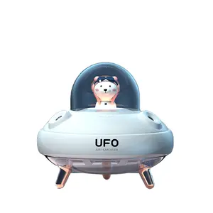 Ufo mini umidificador de ar portátil, design criativo, recarregável, ultrassônico, com luz noturna colorida, 2021