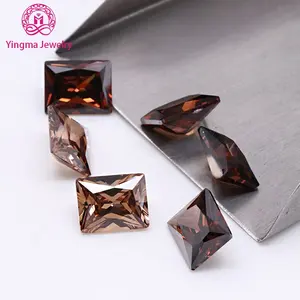 Most popular loose synthetic gems zircon rectangle cut 2*4 mm to 10*12 mm special brown color artificial cubic zirconia stone