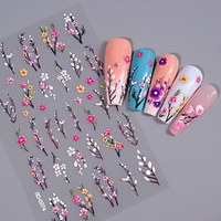 Autocollants pour ongles en relief 5D, fleurs de marguerite, pétales, été, autocollants pour manucure colorés, décalcomanies en plastique, fleurs en relief, art de la manucure, gels