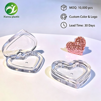 Boîte à poudre transparente en plastique PP en forme de cœur, portable, pour emballage cosmétique en gros