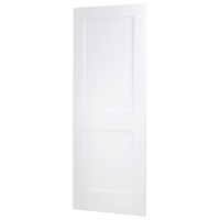 32 dans. X 80 dans. Shop80x 1-3/8 po. Shaker électrique blanc, à 2 panneaux, noyau solide, porte coulissante intérieure en bois pour grange