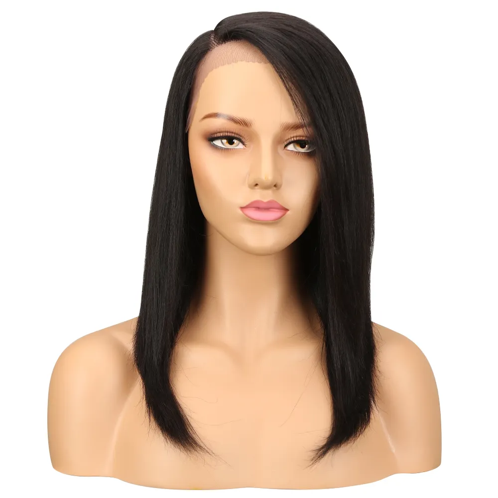Long Silky Straight Bob Hair Lace Wig Ombre Color Right Side Part For Black Women 100% Peruvian Remy Lace Front Human Hair Wigs