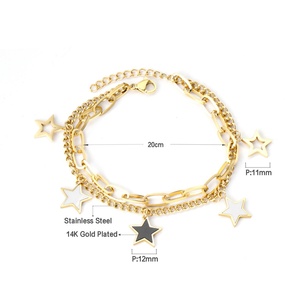 Nueva Pulsera de Cadena Doble con Diseño de Estrellas de Concha en Acero Inoxidable y Oro de 14K - Product Image 2
