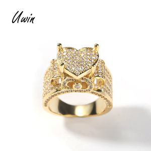 Nuovo Arrivo AAA Zircone a Forma di Cuore Anello Bling Bling Fuori Ghiacciato Di <span class=keywords><strong>Cristallo</strong></span> Donne Rapper Squilla I Monili - Product Image 1