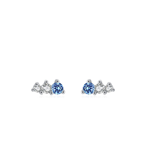 925 Sterling <b>Silver</b> Blue Topaz CZ Crown Row <b>Set</b> <b>Ring</b> Earring <b>Set</b> Dainty Ocean Inspired Jewelry For Women - Product Image 3