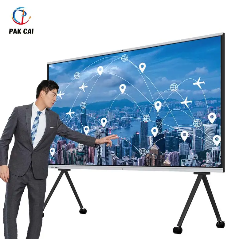 Papan sentuh interaktif layar sentuh 100 inci, 55 65 70 75 86 inci 4K LCD multisentuh, papan tulis interaktif untuk mengajar panel sentuh