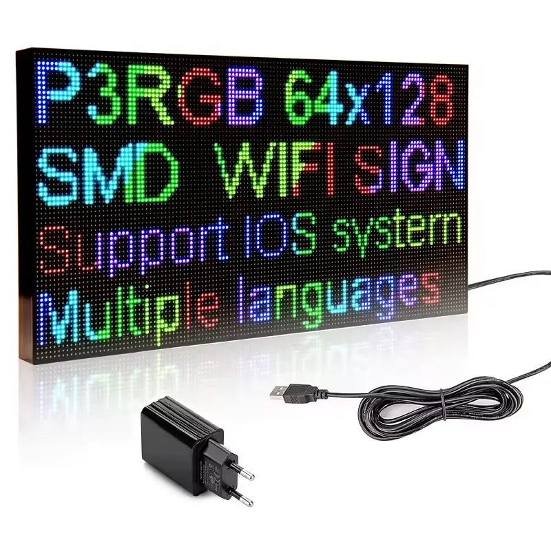 P3 Led Sign Screen Smartphone APP Programmable Message Board 384x192mm Multi-language Screen Store Prompt Board