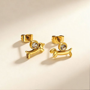 Divertidos Pendientes de Acero Inoxidable 316L con Baño de Oro PVD de 14k y 18k, Joyería de Lujo de Alta Calidad, Pendientes de Moda con Forma de Perro para Mujer - Product Image 1