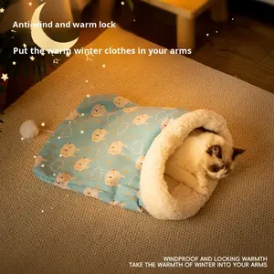 Invierno suave túnel gato nido Cordero polar mascota saco de dormir cerrado gato saco de dormir gatito arena pequeño perro dormir nido - Product Image 4