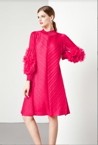 Robe mi-longue ample surdimensionnée plissée à la mode pour femmes - Product Image 4