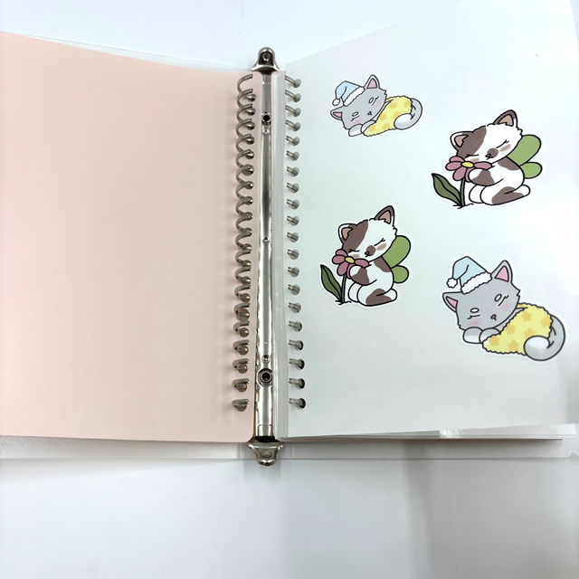 Double Sided Reusable Spiral PP Cover Release Paper Sticker Book with 100 Sheets Moisture Proof Coated for Collecting Cardboard